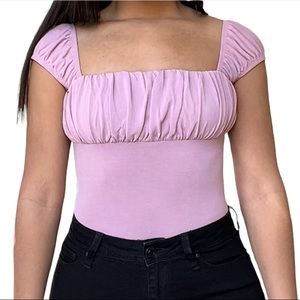 NWT! Fashion Nova Flirty Mauve Ruched Bodysuit